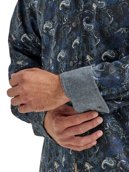 Wranger Midnight Feather Retro Premium Men's Collared Neck Longsleeve Western Snap Shirt 112338157