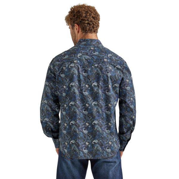 Wranger Midnight Feather Retro Premium Men's Collared Neck Longsleeve Western Snap Shirt 112338157