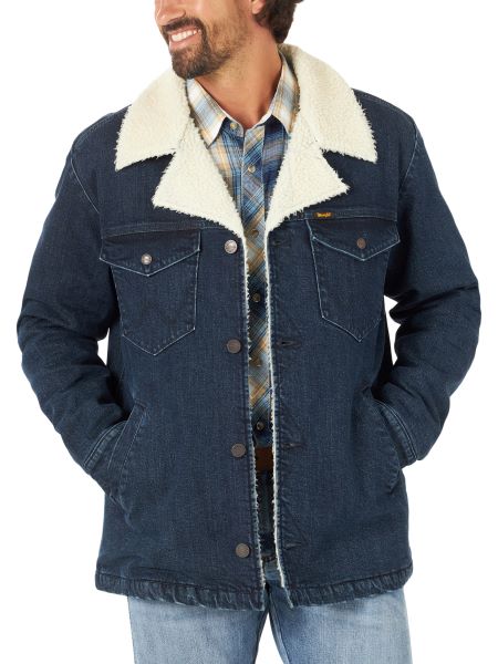 Wrangler Abbey Stone Western Sherpa Lined Mens Denim Wrange Jacket 112318516