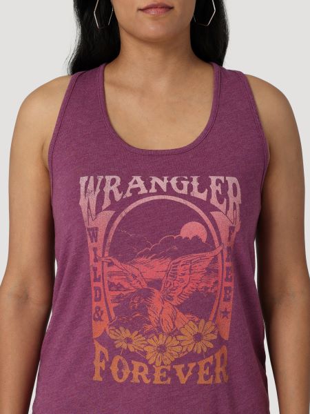 Wrangler Amaranth Heather Wrangler Forever Wild And Free Racerback Women's Tank 112328867