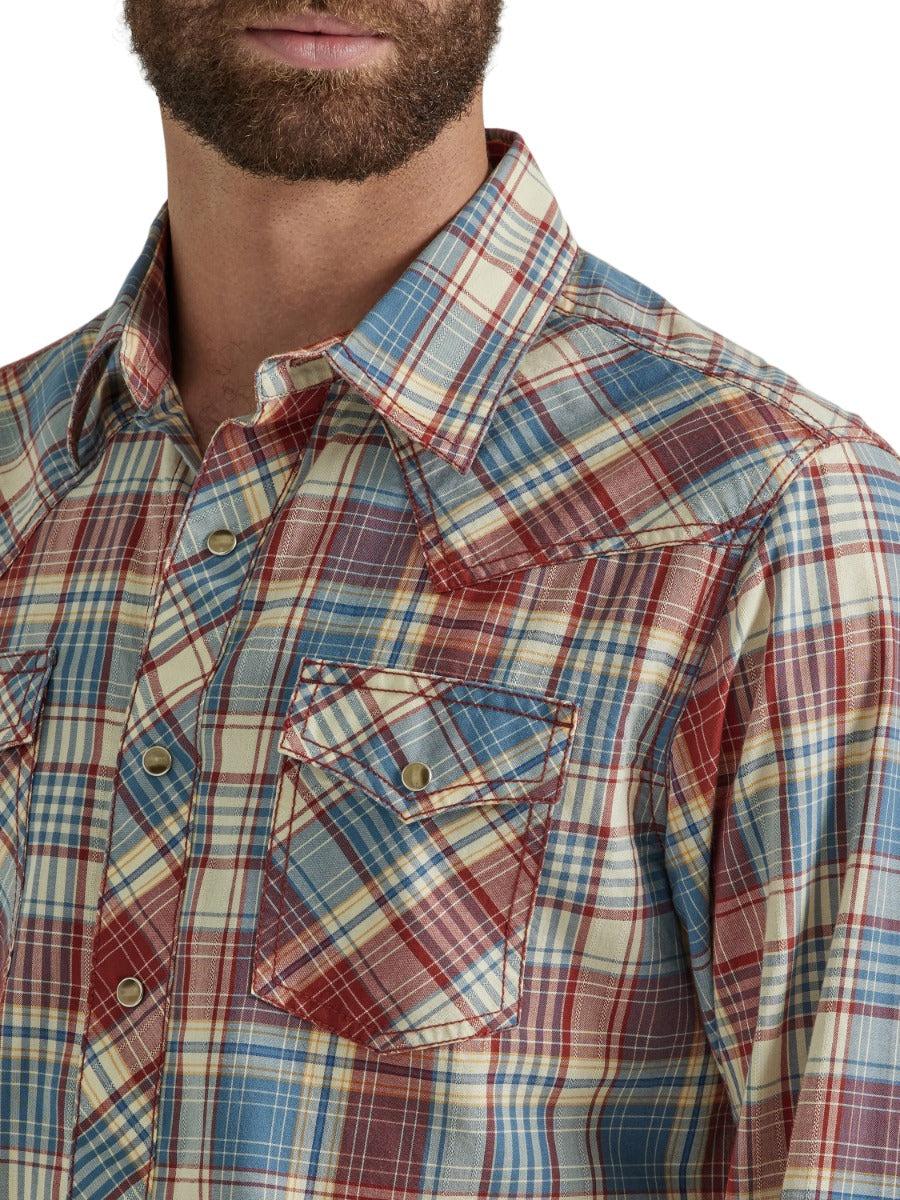 Wrangler America Plaid Retro Premium Men's Collared Longsleeve Snap Shirt 112346601