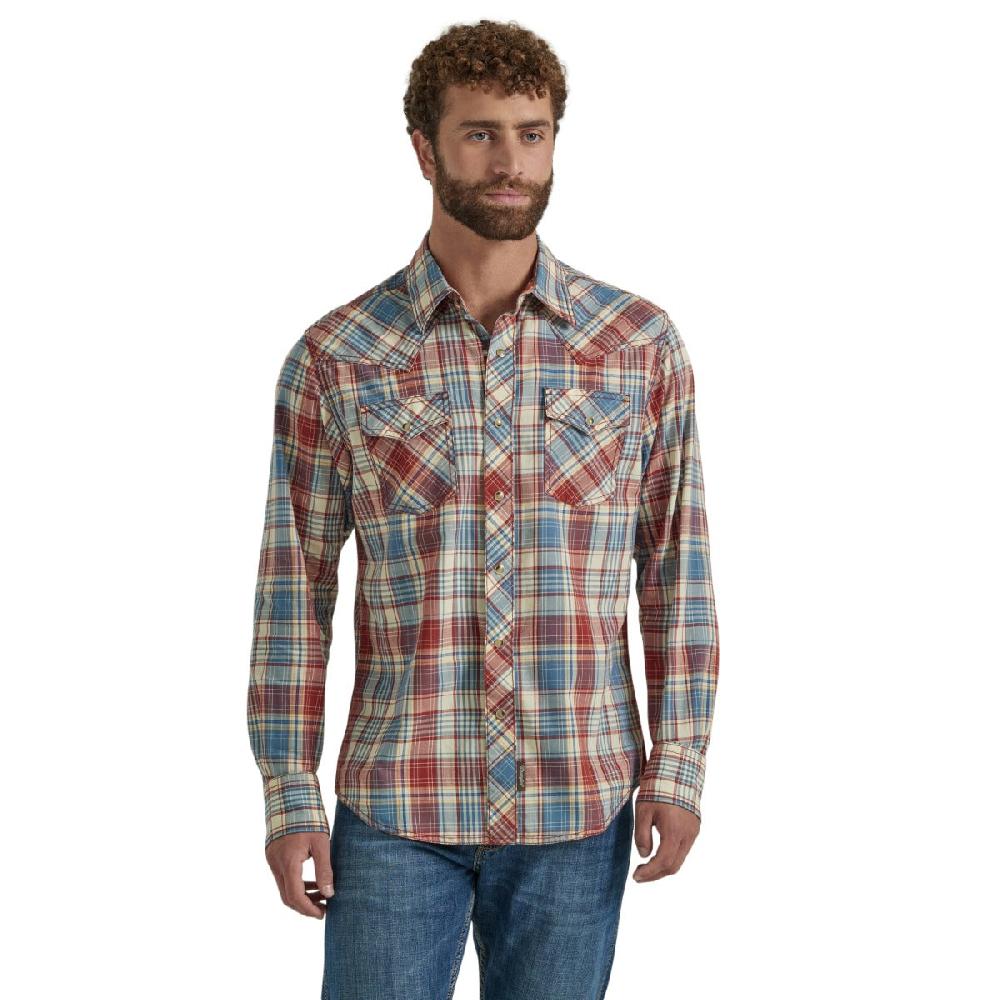 Wrangler America Plaid Retro Premium Men's Collared Longsleeve Snap Shirt 112346601
