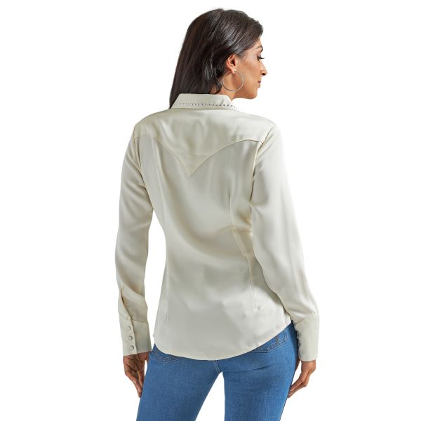 Wrangler Antique White Retro Satin Women's Snap Western Shirt 112342521