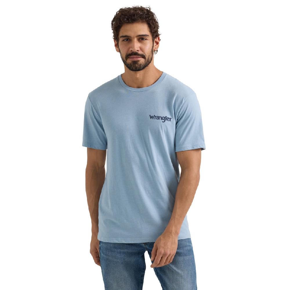 Wrangler Ashley Blue Heather Short Sleeve Long Live Cowboys Men's Graphic Knit T-Shirt 112350056