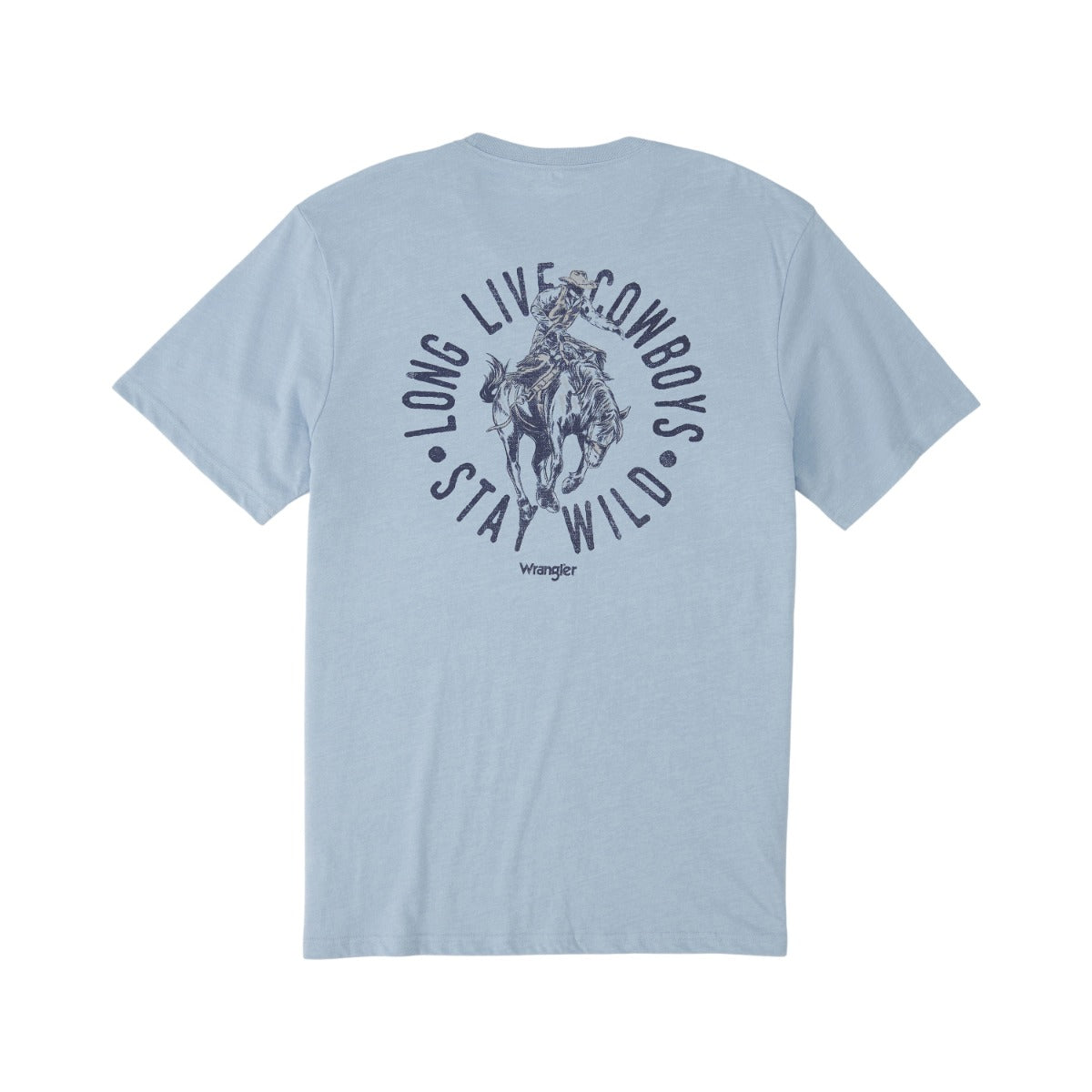 Wrangler Ashley Blue Heather Short Sleeve Long Live Cowboys Men's Graphic Knit T-Shirt 112350056