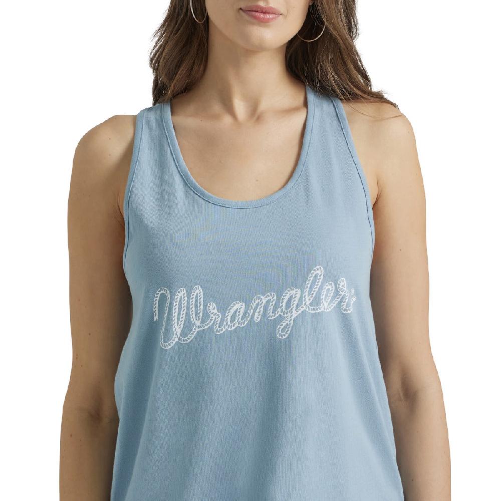 Wrangler Ashley Blue Retro Rope Logo Women's Racerback Tank Top 112347617