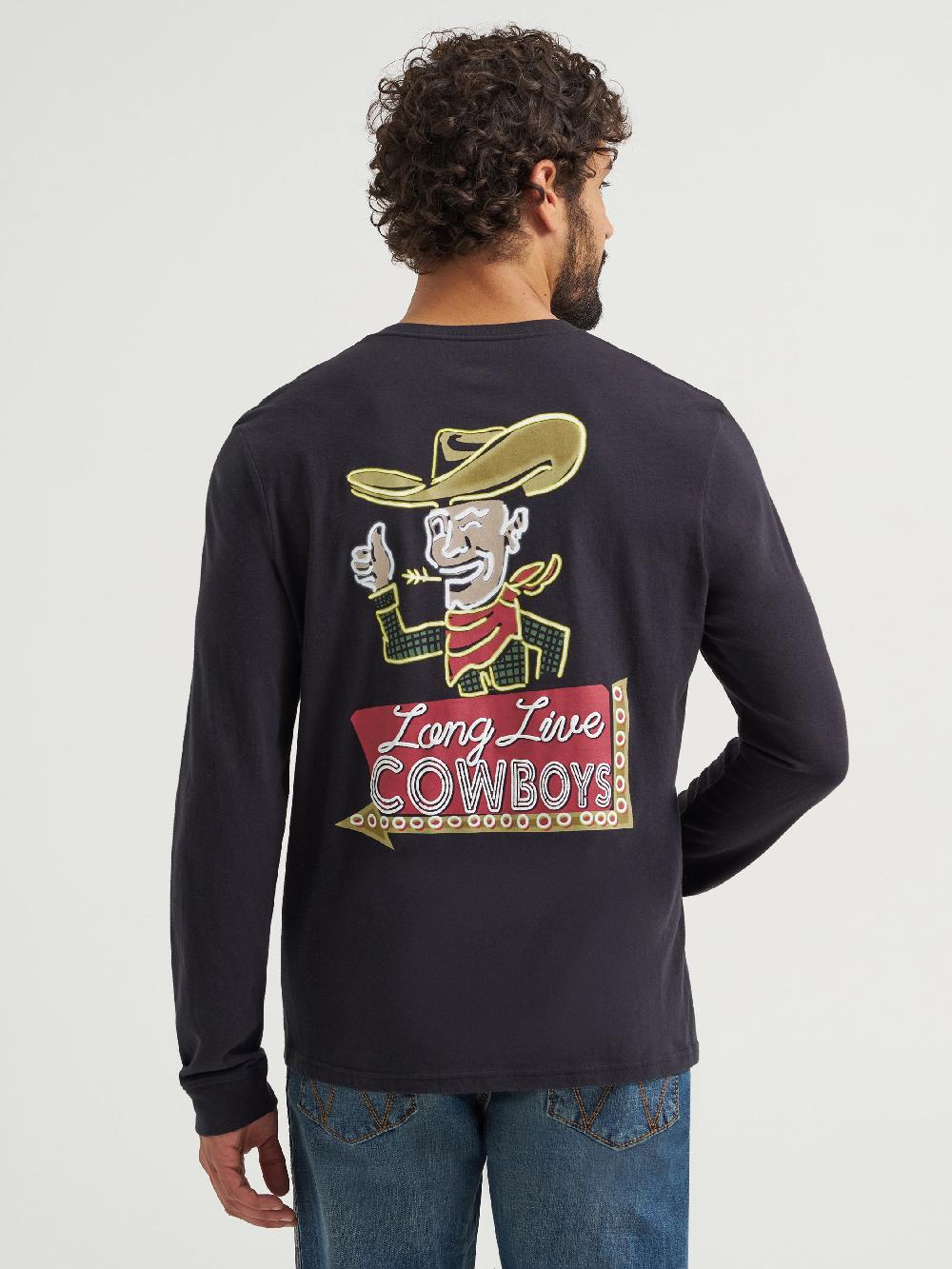 Wrangler Black Beauty Cowboy Bac Men's Long Sleeve Graphic T-Shirt 112368560