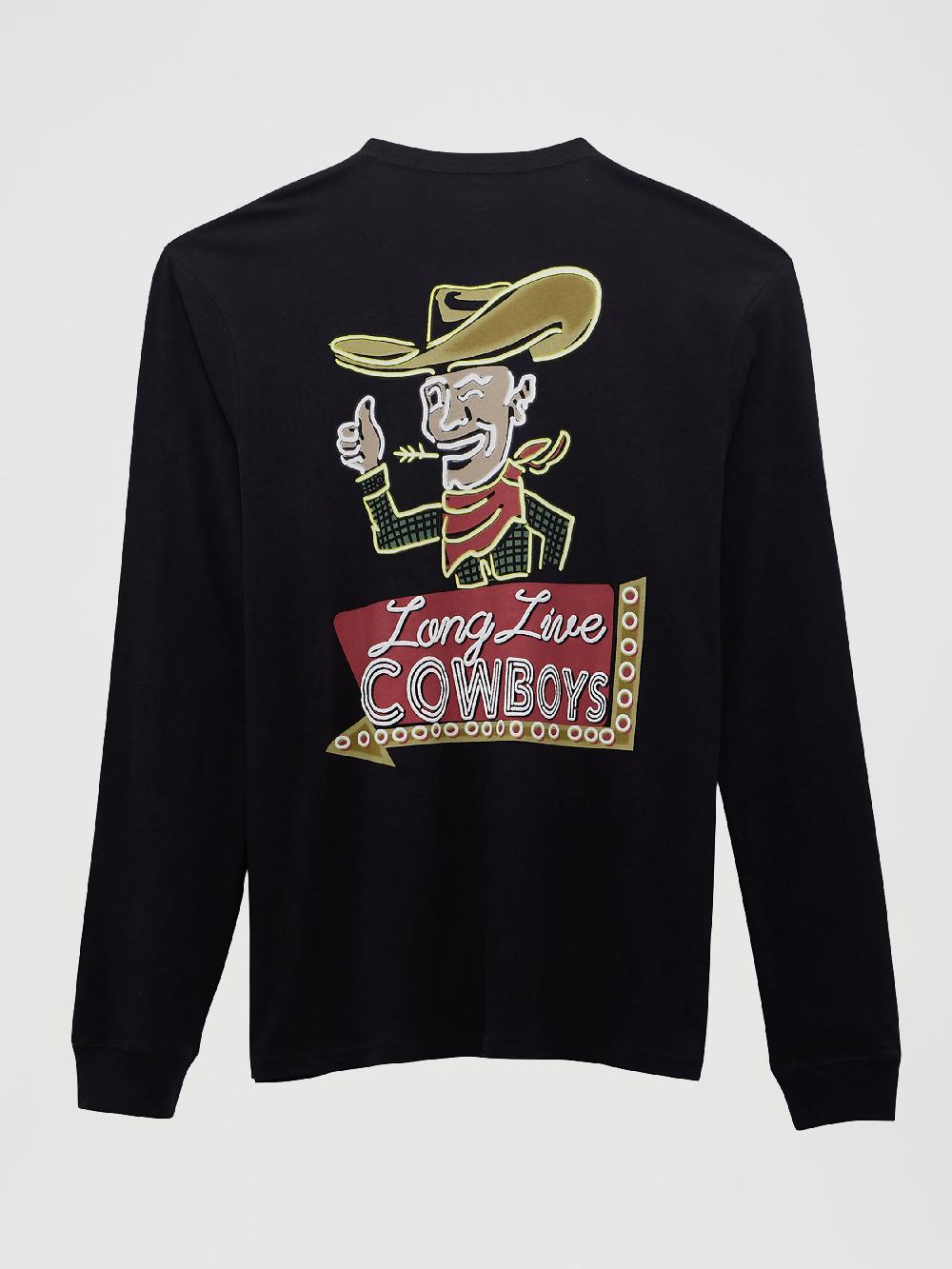 Wrangler Black Beauty Cowboy Bac Men's Long Sleeve Graphic T-Shirt 112368560