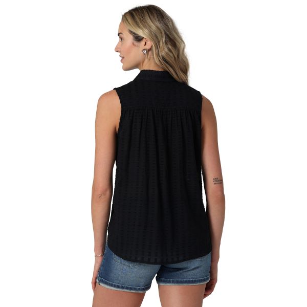 Wrangler Black Beauty Sleeveless Textured Women's Snap Tank Top 112330032