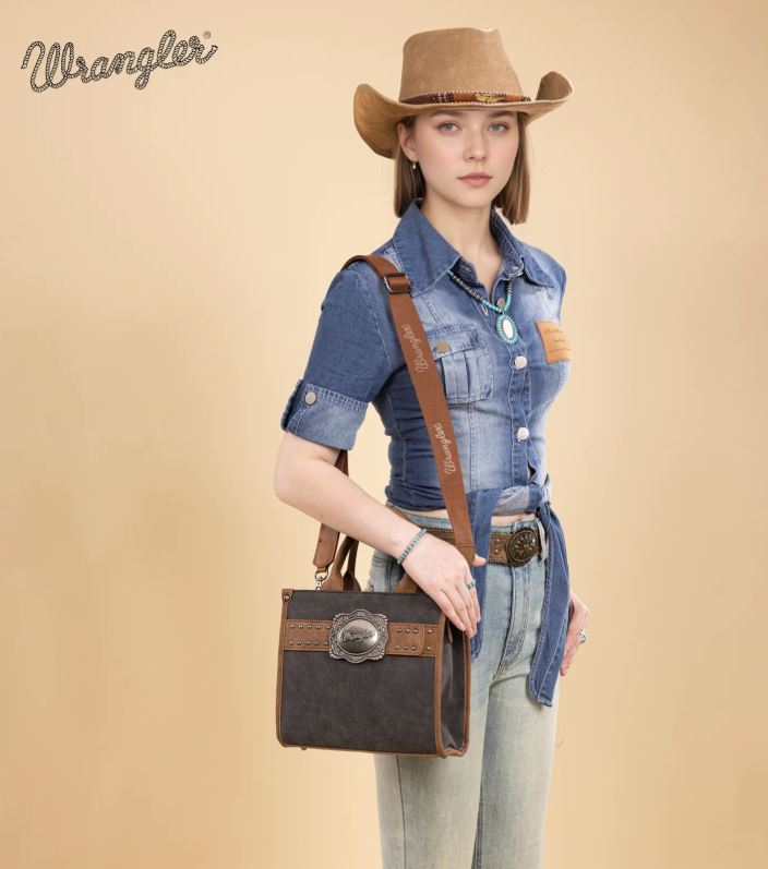 Wrangler Black Buckle Tote/Crossbody WG250-81202BK