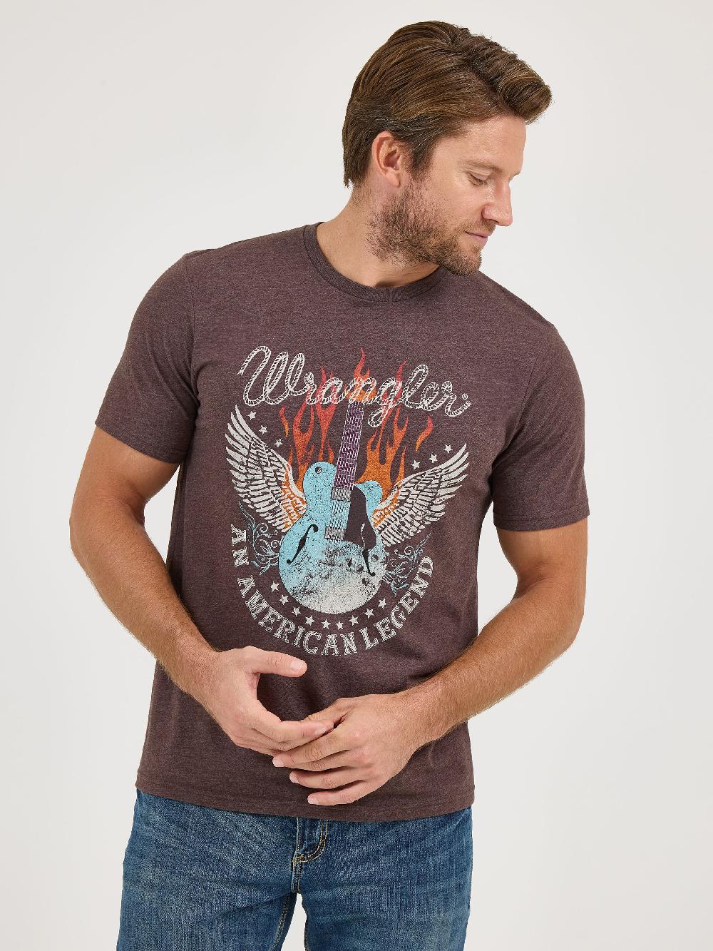 Wrangler Black Coffee Heather Men's Nostalgia Band T-Shirt 112358815