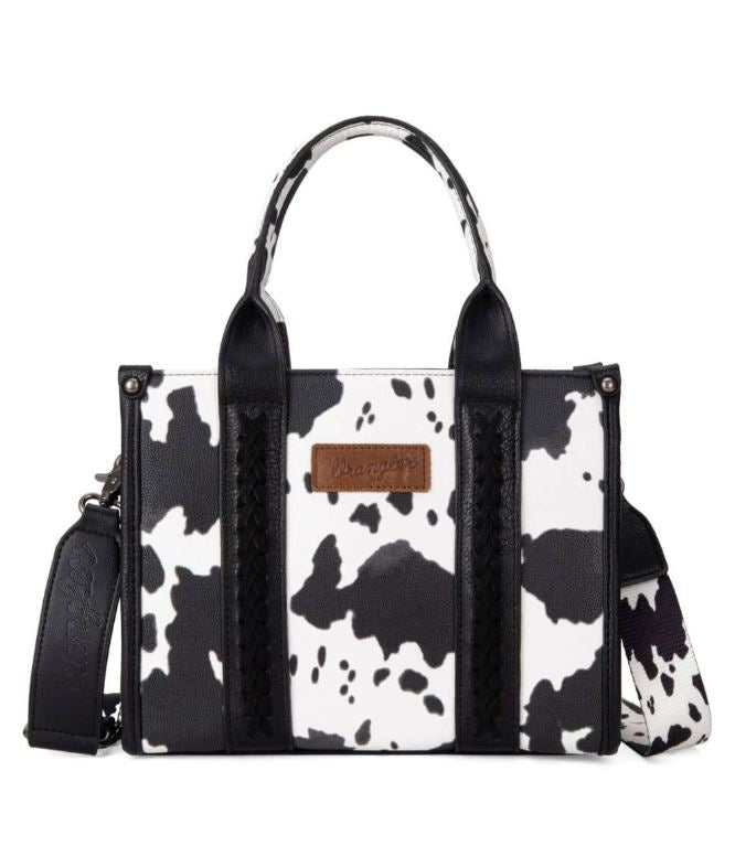 Wrangler Black Cow Print Concealed Carry Tote/Crossbody Bag WG133-8120SBK