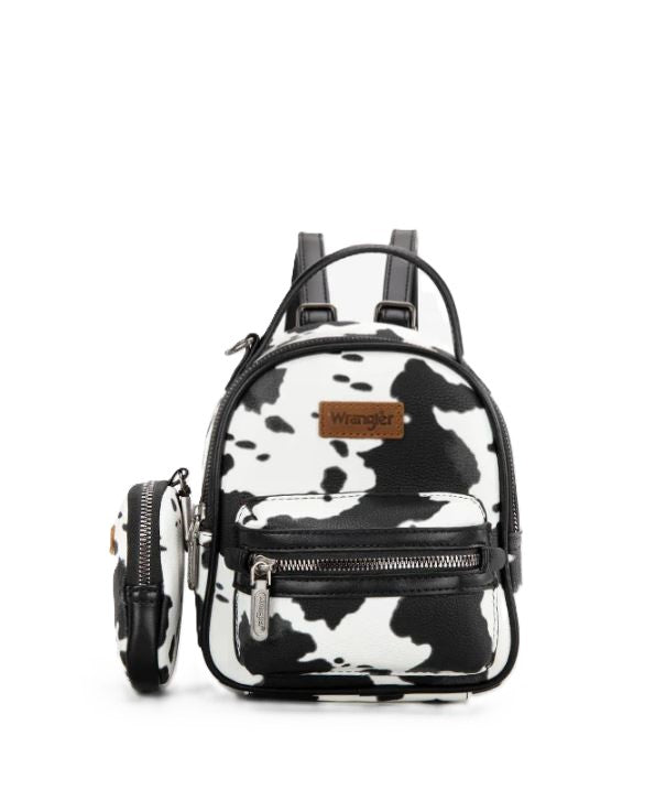 Wrangler Black Cow Print Mini Backpack WG133-8600BK
