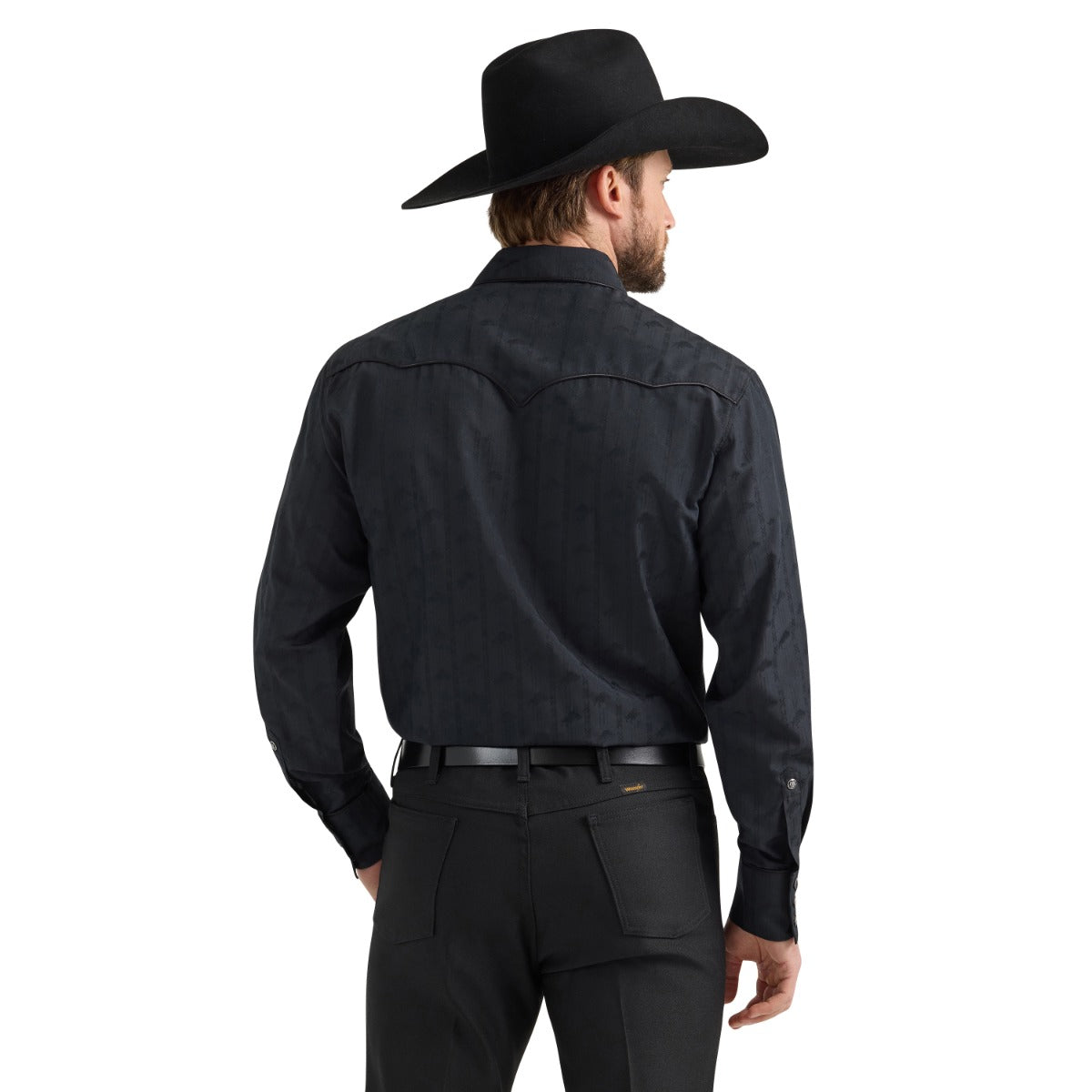 Wrangler Black Dobby Rodeo Ben Men's Collared Western Snap Shirt 112353223