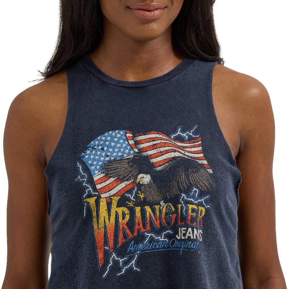 Wrangler Black/Flag Eagle Women's Festival Crop Graphic Tank 112361860