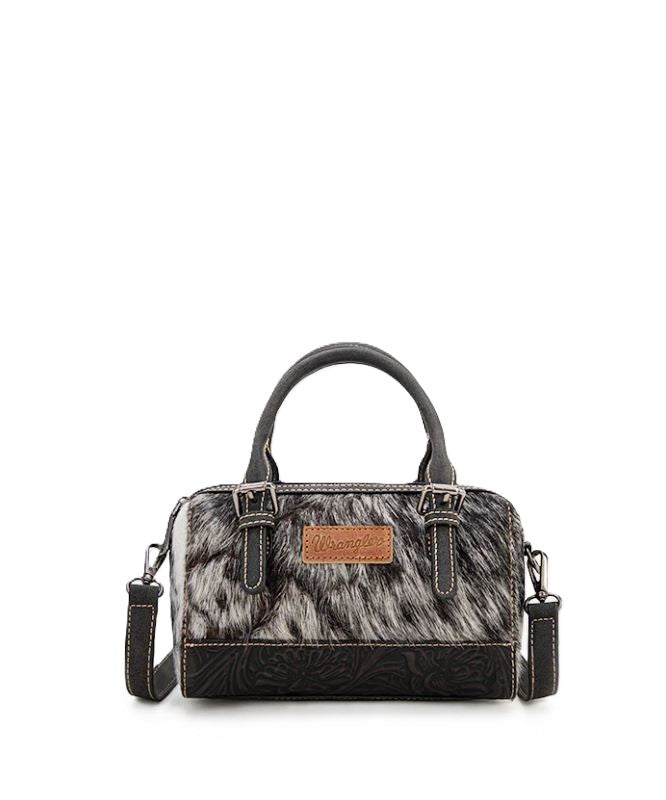 Wrangler Black Genuine Hair-On Cowhide Barrel Bag WG169-2025BK