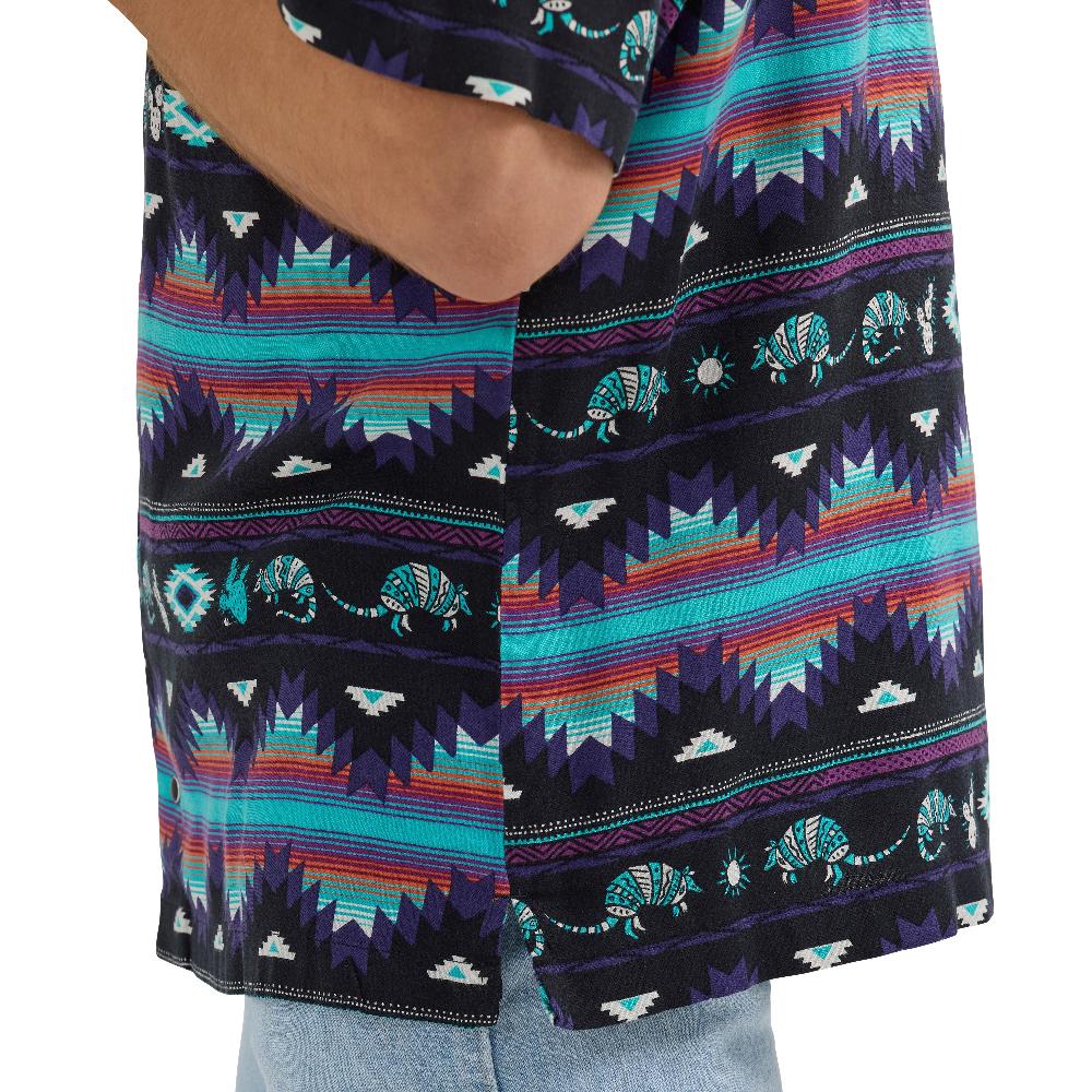 Wrangler Black Multi Coconut Cowboy Men's Collared Classic Fit Short Sleeve Shirt 112365609