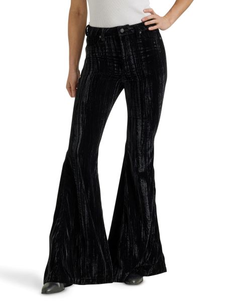 Wrangler Black Retro High Rise Velvet Flare Women's Pants 112338908