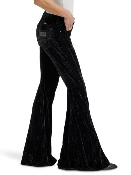 Wrangler Black Retro High Rise Velvet Flare Women's Pants 112338908