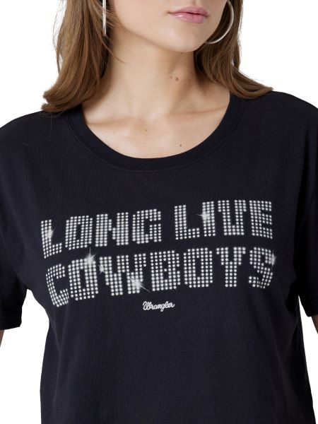 Wrangler Black Retro Long Live Cowboys Crop Top 112326488