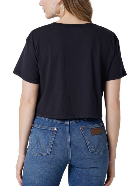 Wrangler Black Retro Long Live Cowboys Crop Top 112326488