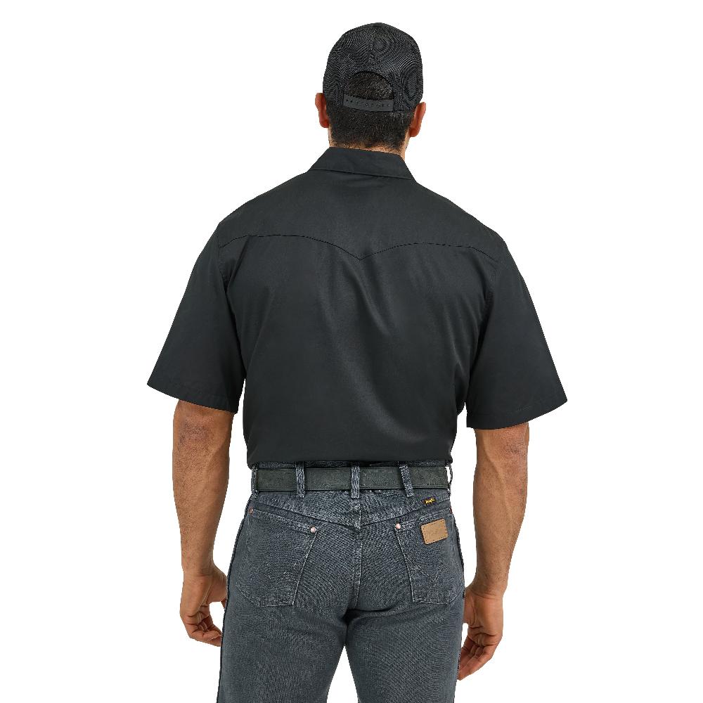 Wrangler Black Sport Western Men's Collared Short Sleeve Snap Shirt 1071106BK