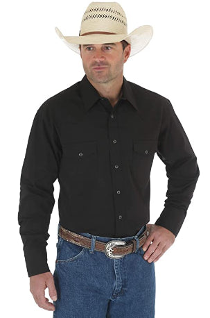 Wrangler Black Western Long Sleeve Snap Shirt 71105BK