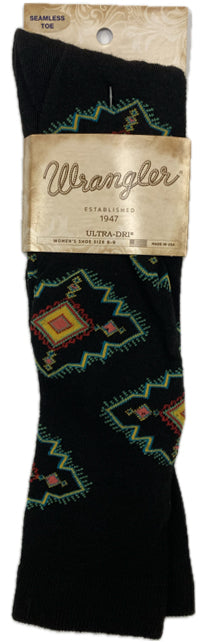 Wrangler Black Women's Aztec Print Socks 73076-BLK