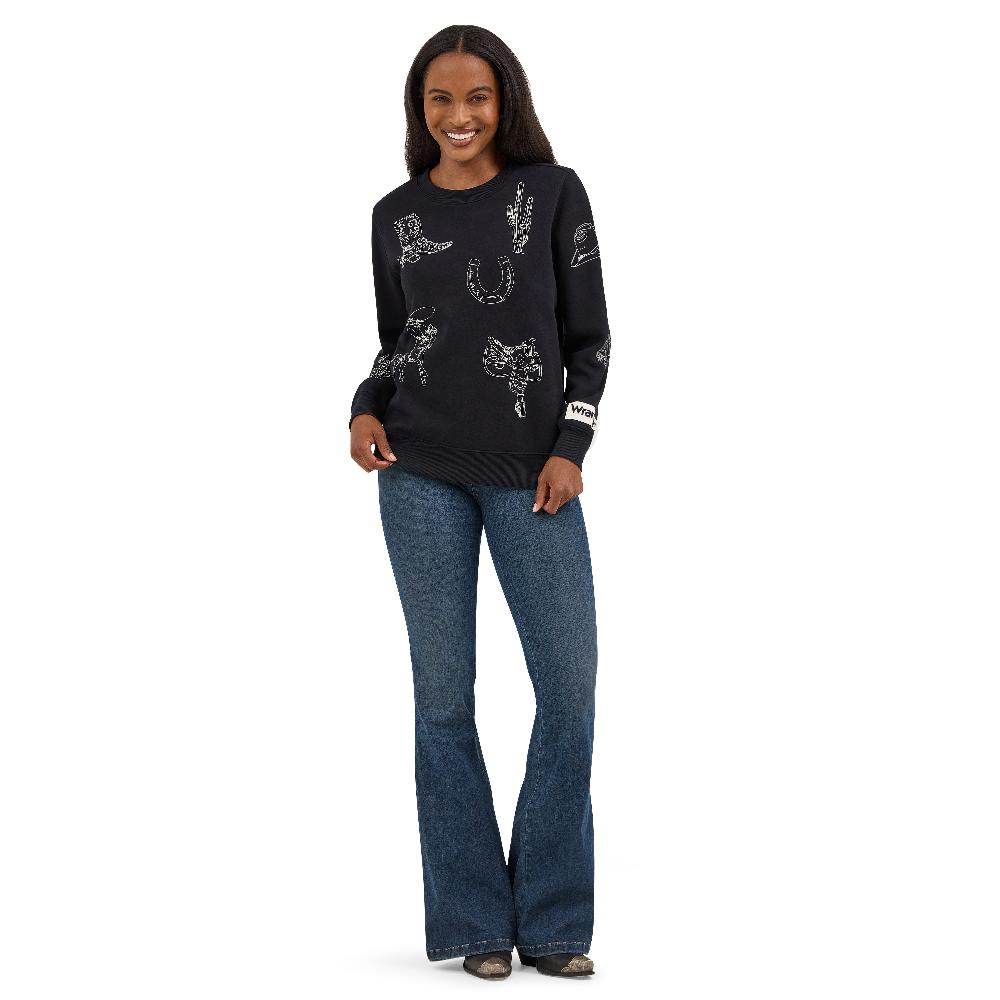Wrangler Black Wrangler Icons Women's Pullover Sweatshirt 112371617