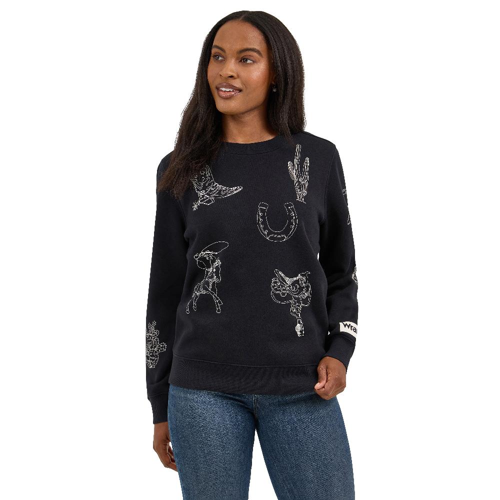 Wrangler Black Wrangler Icons Women's Pullover Sweatshirt 112371617
