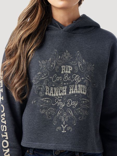 Wrangler Black Yellowstone Rip Ladies Graphic Hoodie 112326794