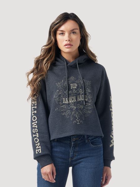 Wrangler Black Yellowstone Rip Ladies Graphic Hoodie 112326794
