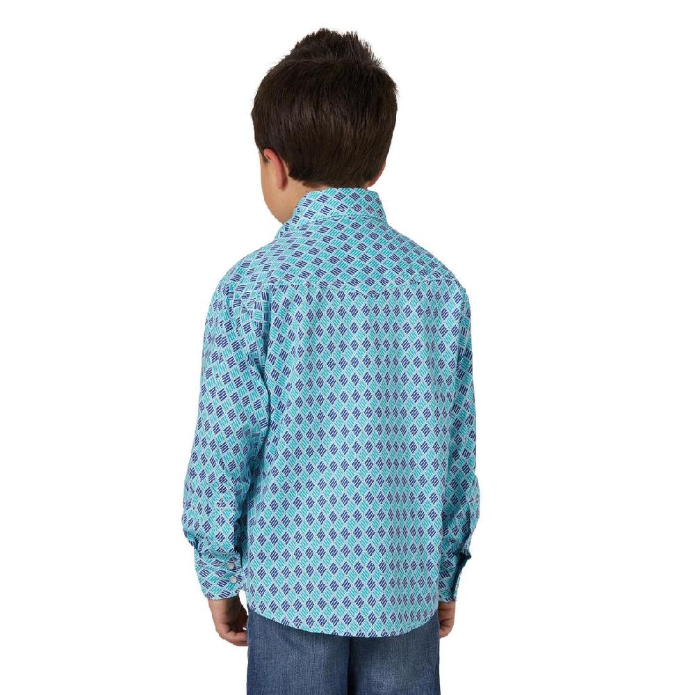 Wrangler Blue 20X Competition Boys Long Sleeve Shirt BJC297B
