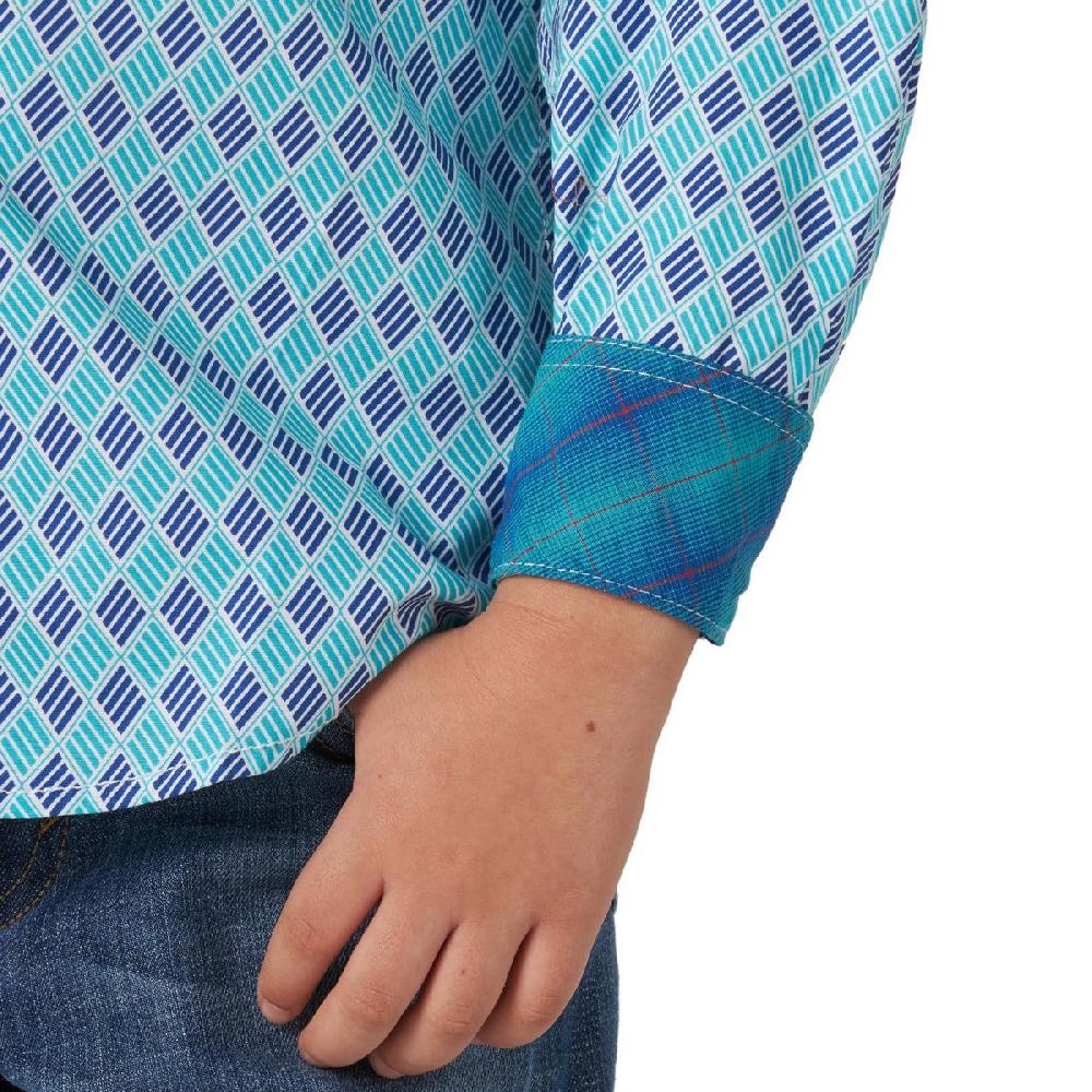 Wrangler Blue 20X Competition Boys Long Sleeve Shirt BJC297B