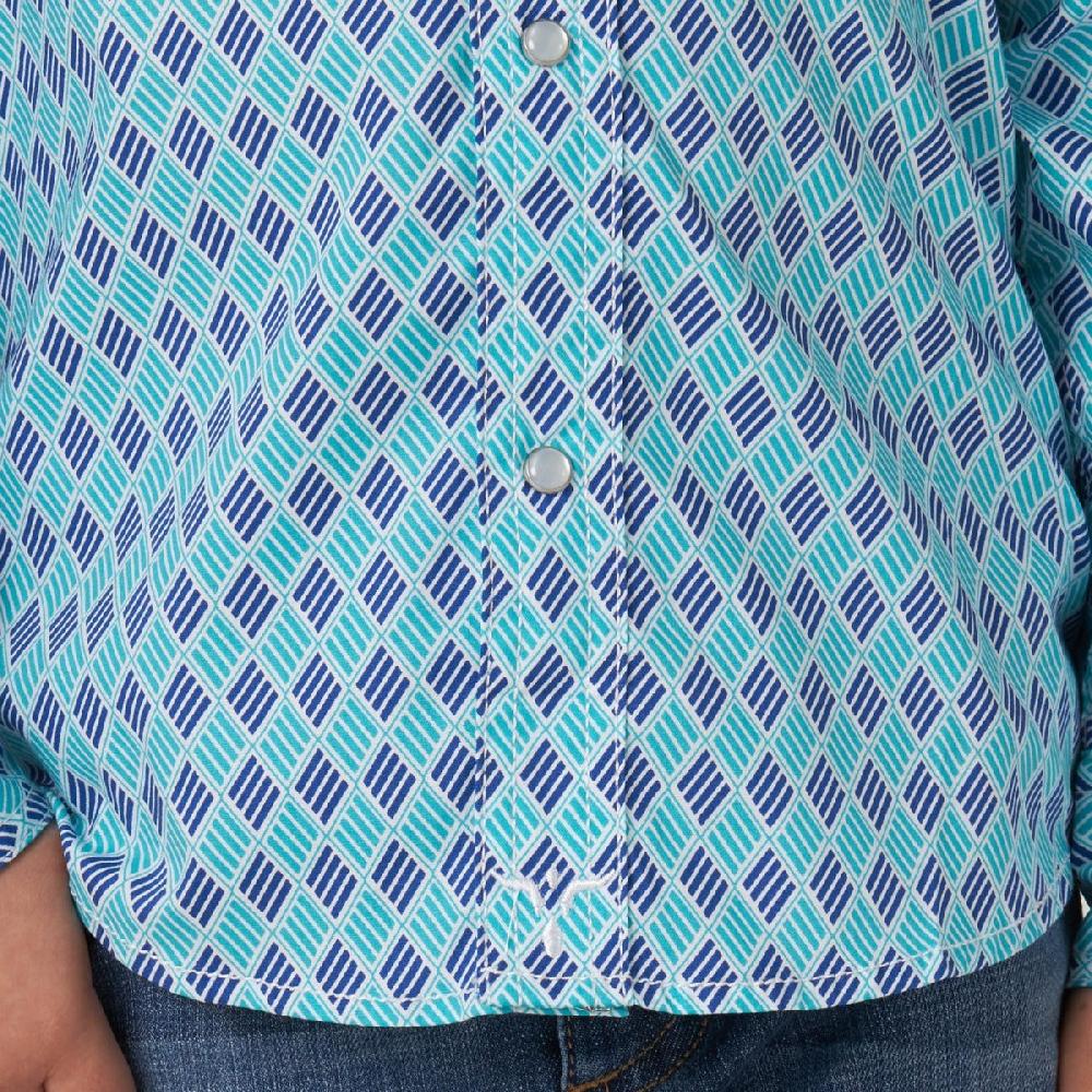 Wrangler Blue 20X Competition Boys Long Sleeve Shirt BJC297B