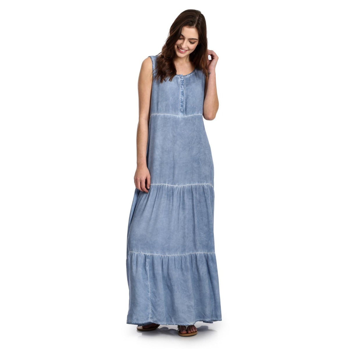 Wrangler Blue India Sleeveless Womens Long Dress LWD187B