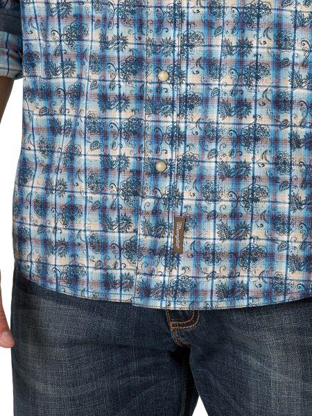 Wrangler Blue Multi Retro Premium Men's Longsleeve Shirt 112318864