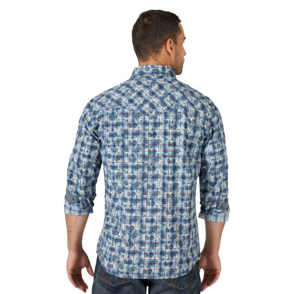 Wrangler Blue Multi Retro Premium Men's Longsleeve Shirt 112318864