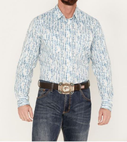 Wrangler Blue Print 20X Competition Advanced Comfort Men's Longsleeve Snap Shirt 112327797