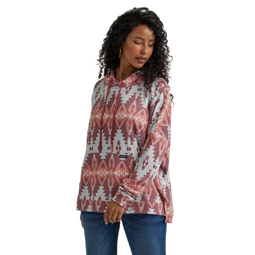 Wrangler Blue/Red Aztec Print Retro Americana Women's Pullover Hoodie 112344654