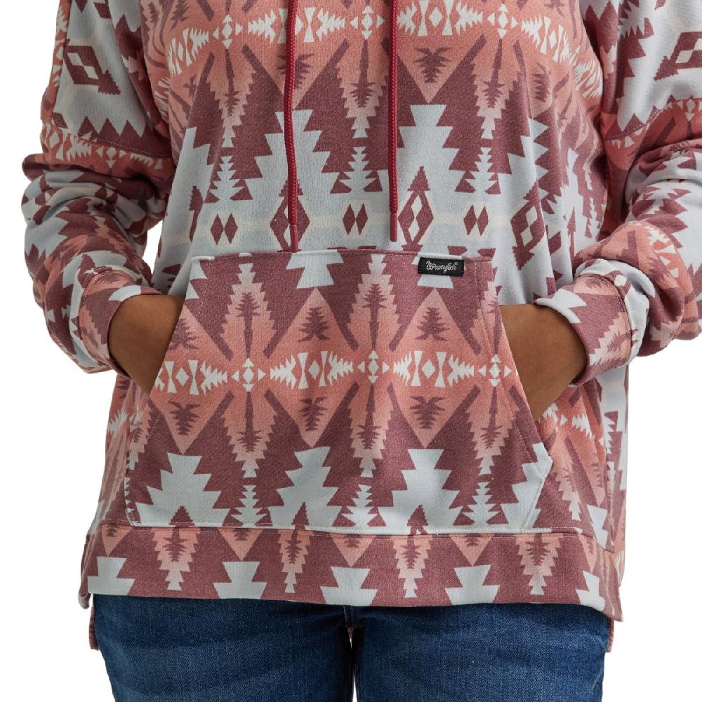 Wrangler Blue/Red Aztec Print Retro Americana Women's Pullover Hoodie 112344654