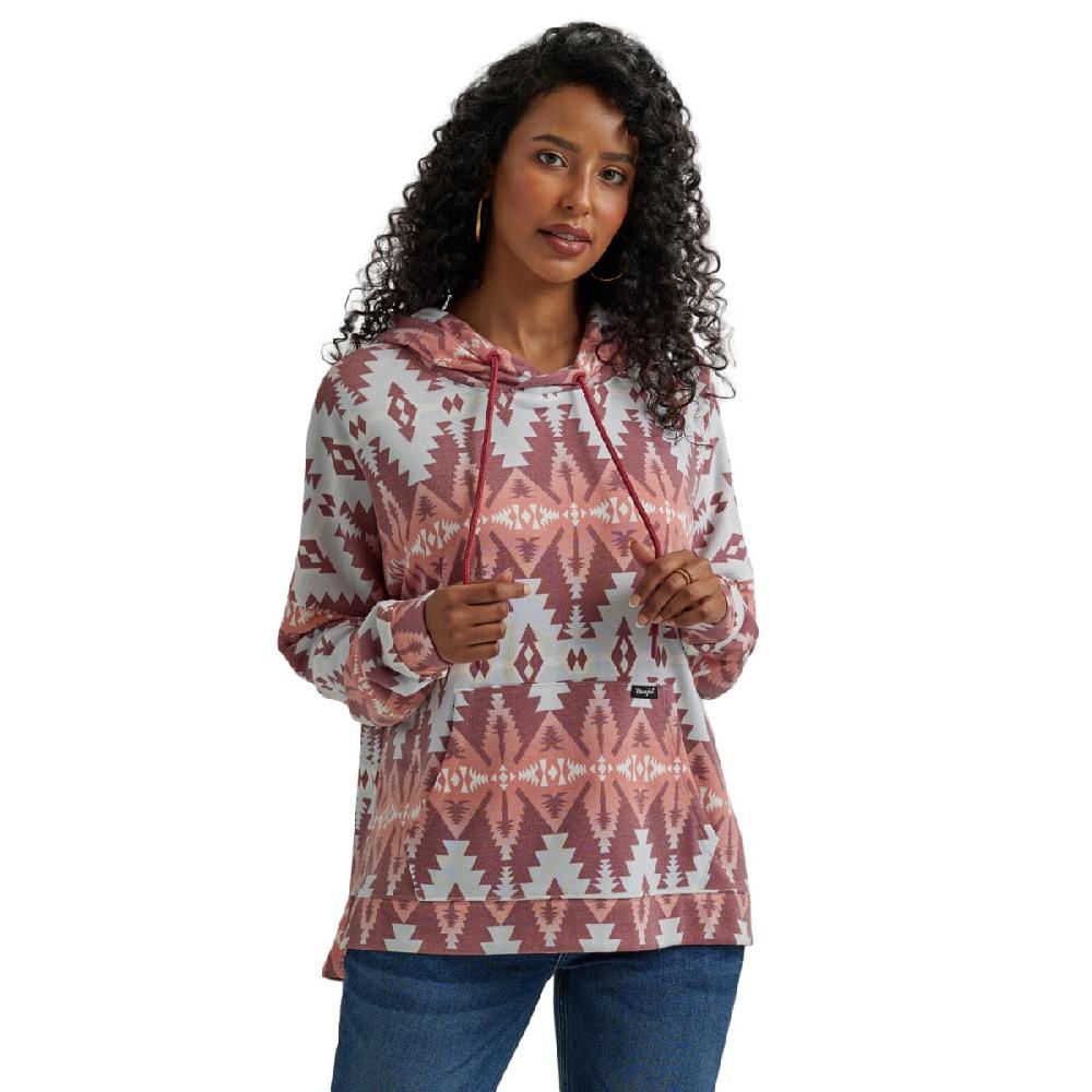 Wrangler Blue/Red Aztec Print Retro Americana Women's Pullover Hoodie 112344654