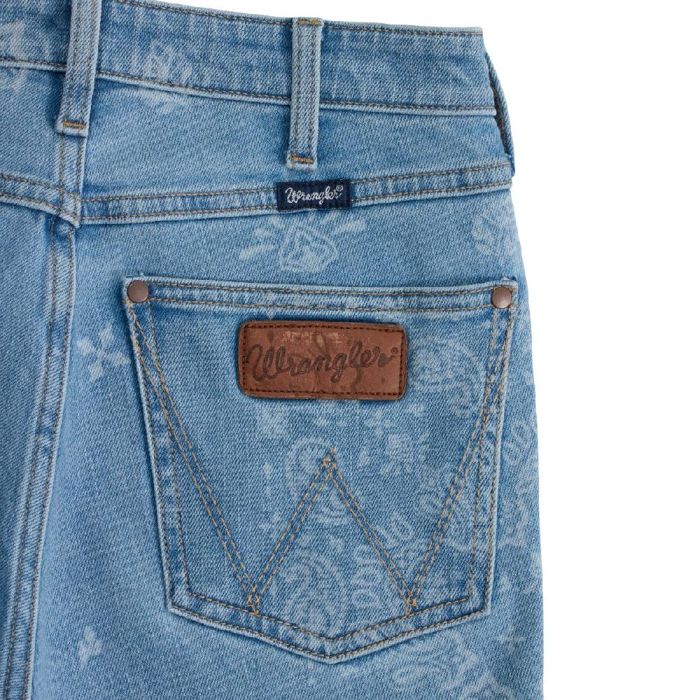 Wrangler Blue Retro Bailey Women's High Rise Paisley Printed Flare Jeans 112359362