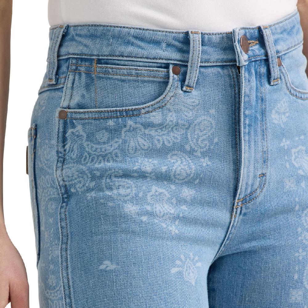 Wrangler Blue Retro Bailey Women's High Rise Paisley Printed Flare Jeans 112359362