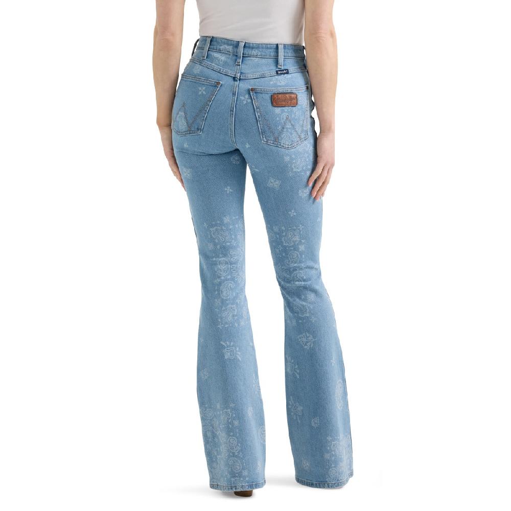 Wrangler Blue Retro Bailey Women's High Rise Paisley Printed Flare Jeans 112359362