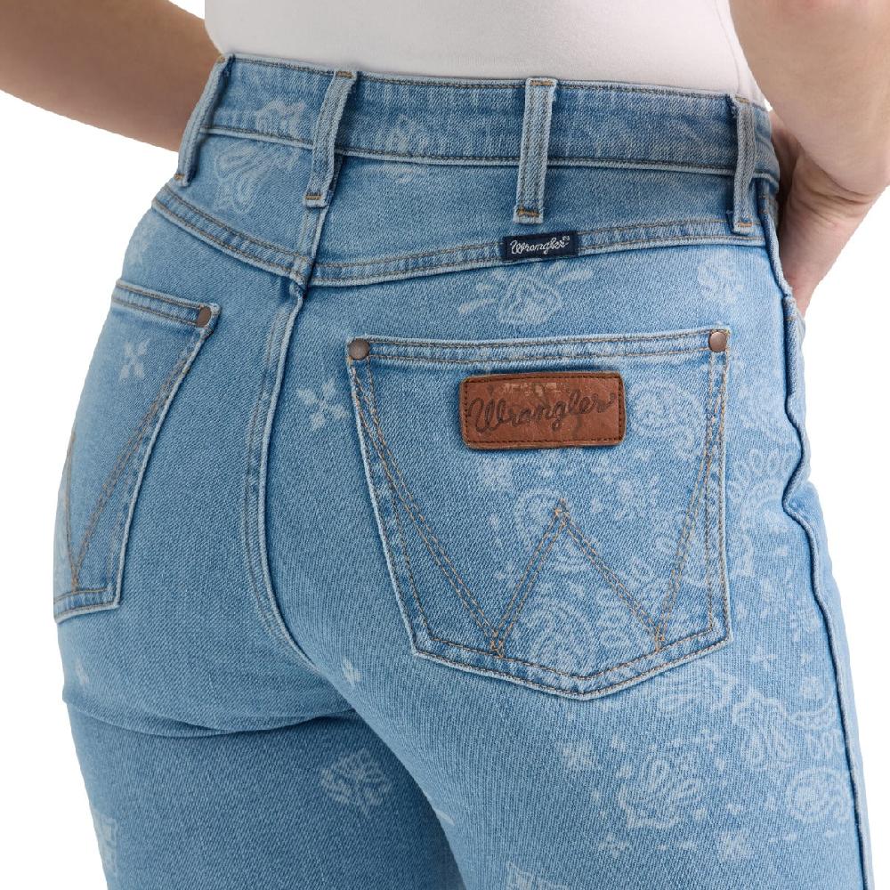 Wrangler Blue Retro Bailey Women's High Rise Paisley Printed Flare Jeans 112359362