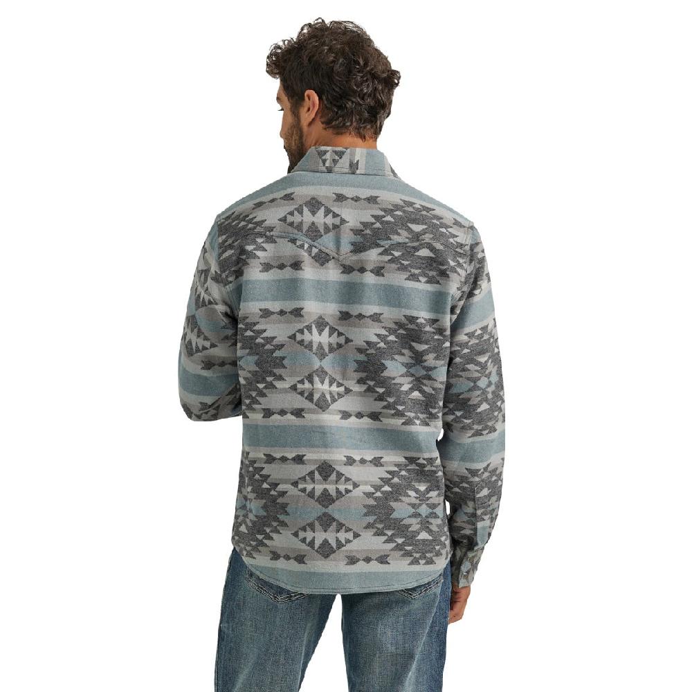 Wrangler Blue Steel Retro Premium Men's Collared Longsleeve Jacquard Snap Shirt Jacket 112352868