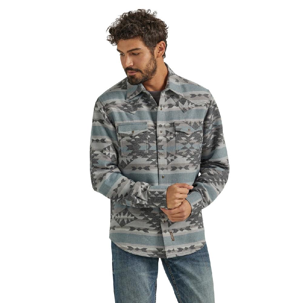 Wrangler Blue Steel Retro Premium Men's Collared Longsleeve Jacquard Snap Shirt Jacket 112352868