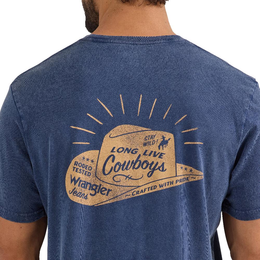 Wrangler Blue Wash Back Graphic Men's Pocket T-Shirt 112358756