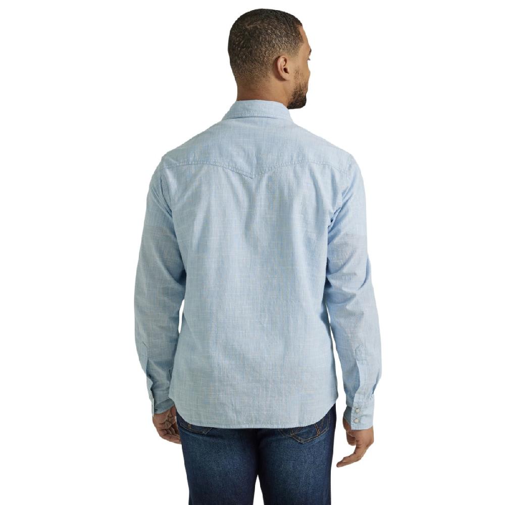 Wrangler Blue Weave Retro Premium Men's Longsleeve Collared Western Snap Shirt 112346604